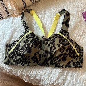 Victoria's Secret Cheetah Print Sports Bra with Yellow Straps